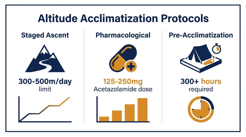 Comparing the time and dosage requirements of the three primary acclimatization strategies.