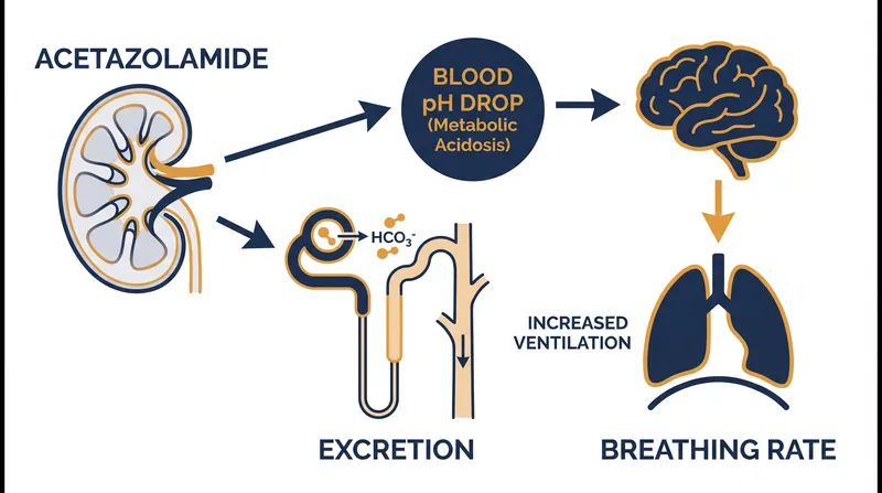 Acetazolamide accelerates acclimatization by forcing the kidneys to excrete bicarbonate, stimulating the respiratory drive.