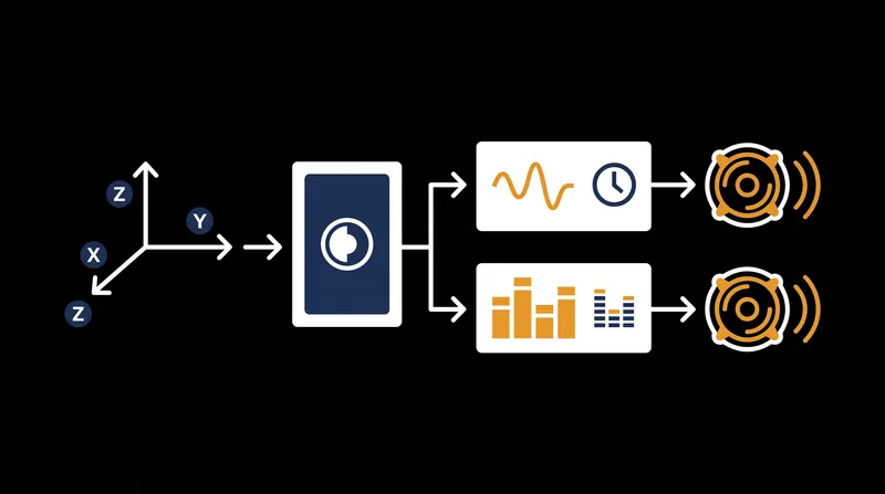 HRTF algorithms simulate the microsecond delays and frequency shifts created by the human head and ears.