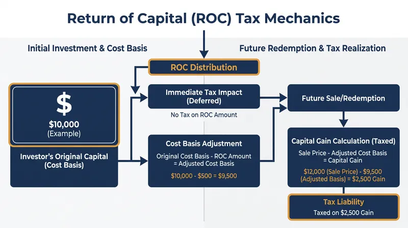 Return of capital distributions defer immediate taxes but increase the capital gains burden upon final redemption.