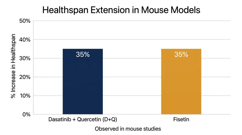Early animal models demonstrate significant healthspan extensions using senolytic compounds.