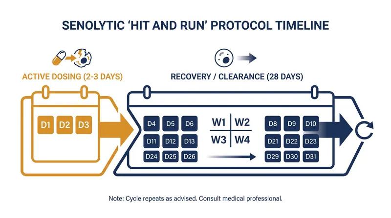 Senolytics are typically administered intermittently to minimize toxicity while allowing tissues to clear dead cells.