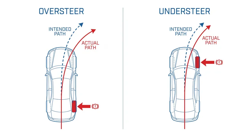 By applying braking force to a single wheel, the system creates a pivot point that pulls the vehicle back into alignment.