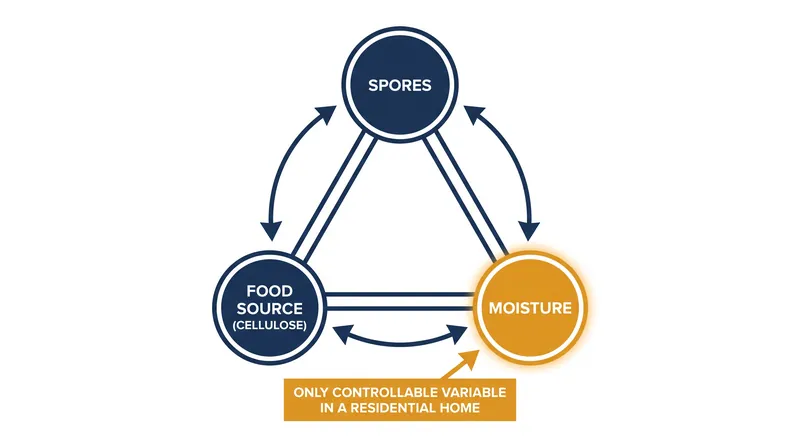 Because spores and organic materials are always present in homes, moisture control is the only effective prevention strategy.