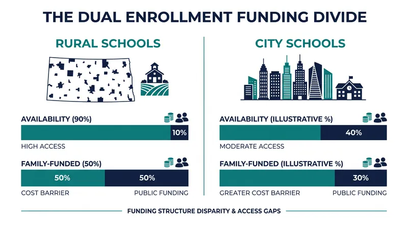 Rural schools are highly likely to offer dual enrollment, but frequently pass the costs on to families.