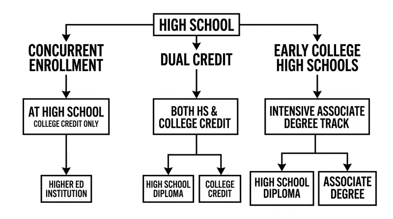 The umbrella of dual enrollment covers several distinct educational models.