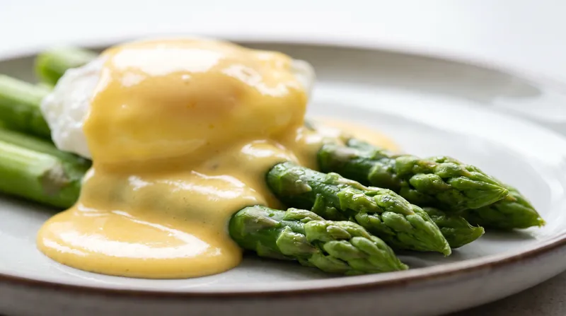Hollandaise is a classic warm emulsion that relies on the lecithin in egg yolks to suspend melted butter in lemon juice.