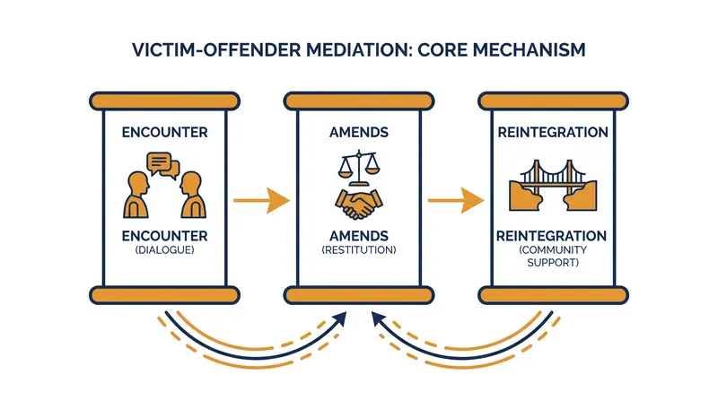 The three mechanical pillars of the restorative justice process.