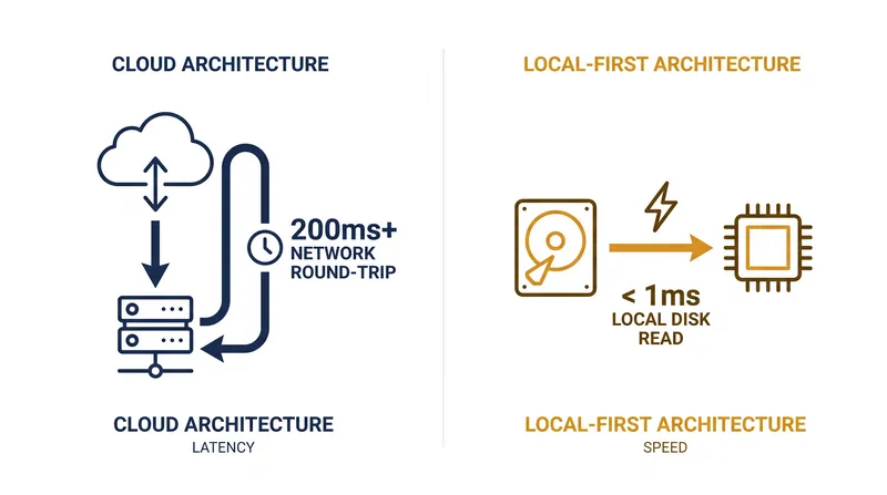 By querying a local database instead of a remote server, local-first apps bypass network latency.