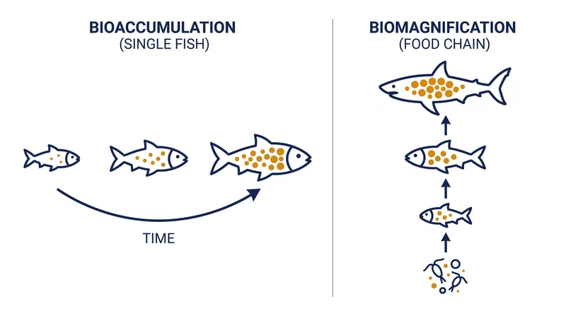 Bioaccumulation occurs within a single organism's lifetime, while biomagnification spans entire ecosystems.