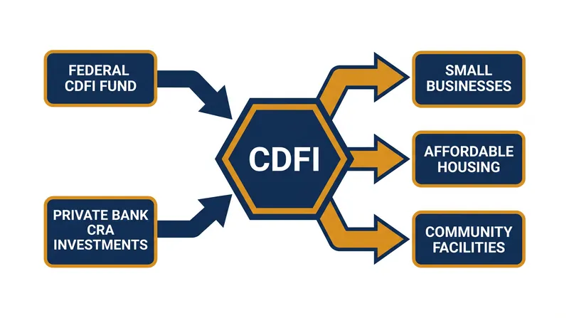 How CDFIs leverage federal and private funds to finance local economic development.