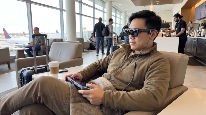 A direct USB-C connection allows the glasses to act as a plug-and-play monitor for handheld PCs and smartphones.