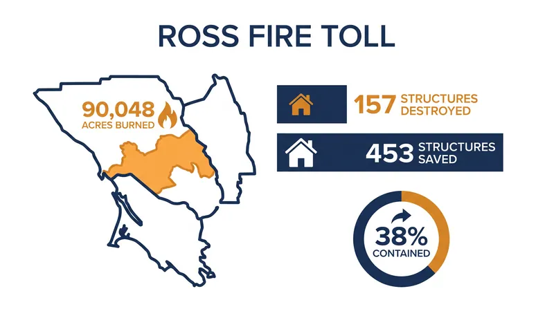 The structural and geographic toll of the Ross Fire as of early September.