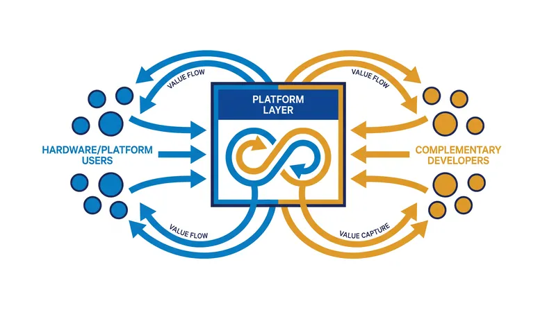 Indirect network effects rely on a complementary market, such as software developers building for a specific operating system.