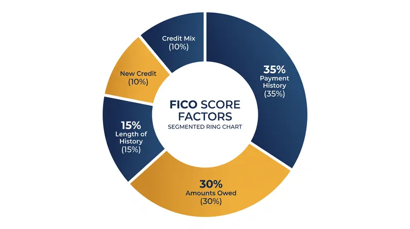 The five factors that determine a standard FICO 8 credit score.