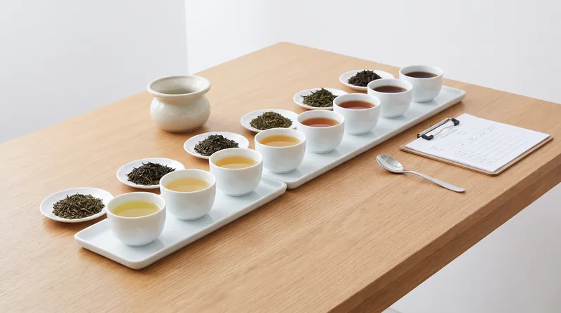 Volatile organic compounds create the complex aromatic profiles evaluated by tea masters.