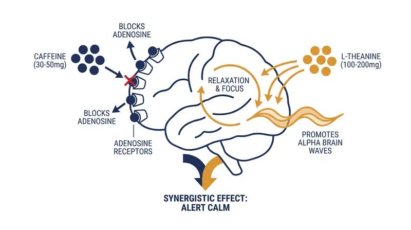 L-theanine and caffeine work synergistically to promote wakeful relaxation.