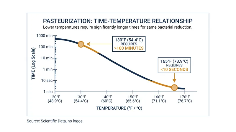 Pasteurization is a function of both time and temperature.