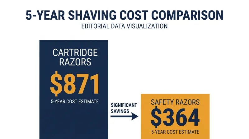 Over a five-year period, the low cost of replacement blades saves safety razor users hundreds of dollars.