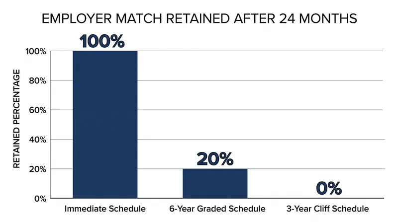 Actual compensation retained at the 24-month mark varies drastically based on the schedule.