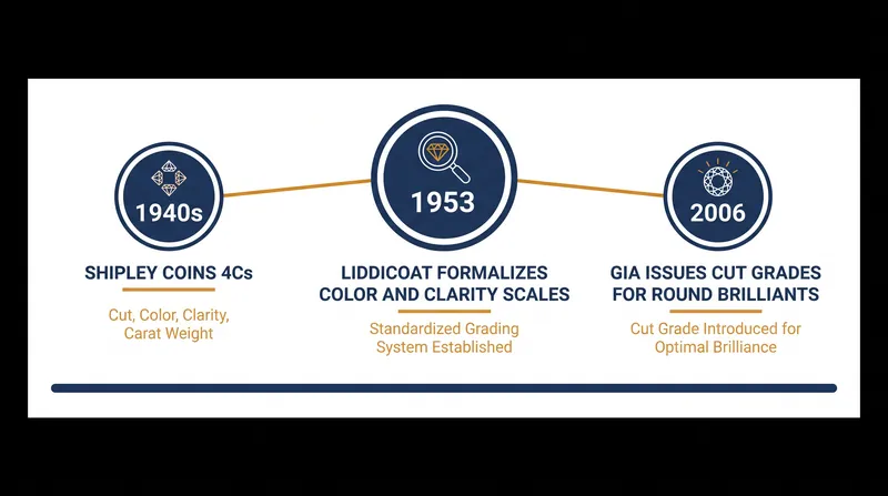 The 4Cs were not introduced all at once; the grading scales evolved over more than six decades.