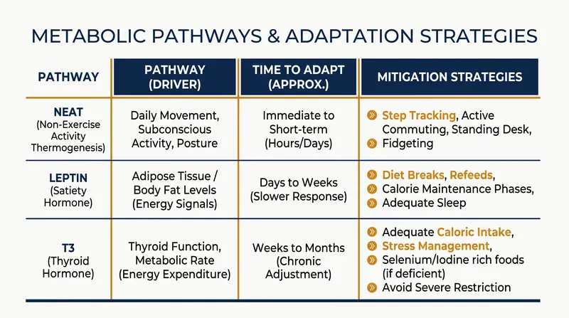 Comparing the mechanisms and mitigation strategies for metabolic slowdown.