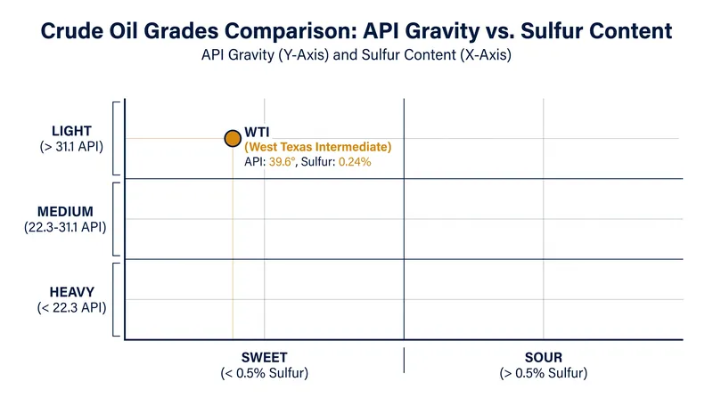 Crude oil is classified into light, medium, and heavy grades based on API gravity, and sweet or sour based on sulfur content.