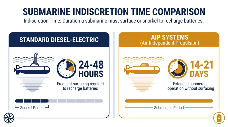 Air-independent propulsion drastically reduces the time a submarine must spend near the surface.