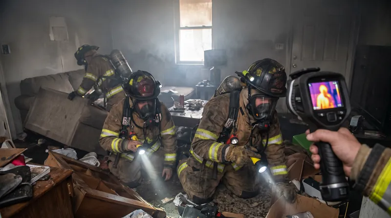 A full alarm assignment of 15 to 17 personnel is required within eight minutes to safely conduct simultaneous fire attack and search operations.