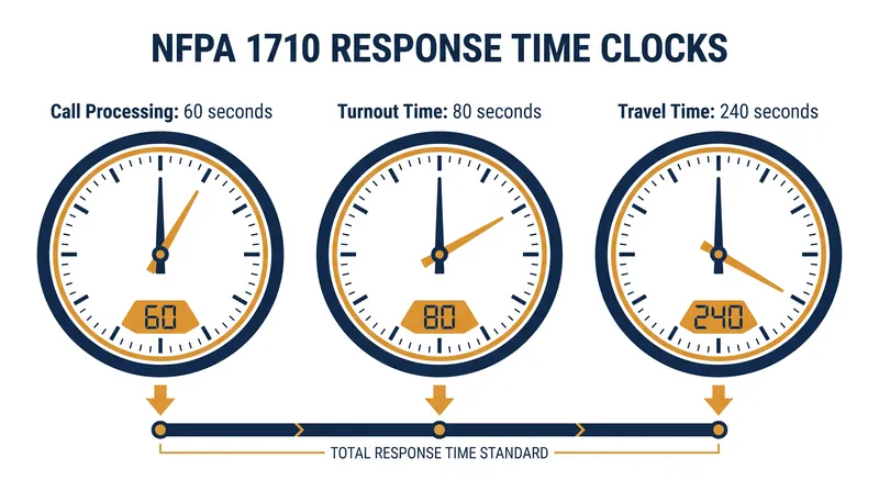 The NFPA 1710 standard breaks the emergency response continuum into strict, measurable segments.