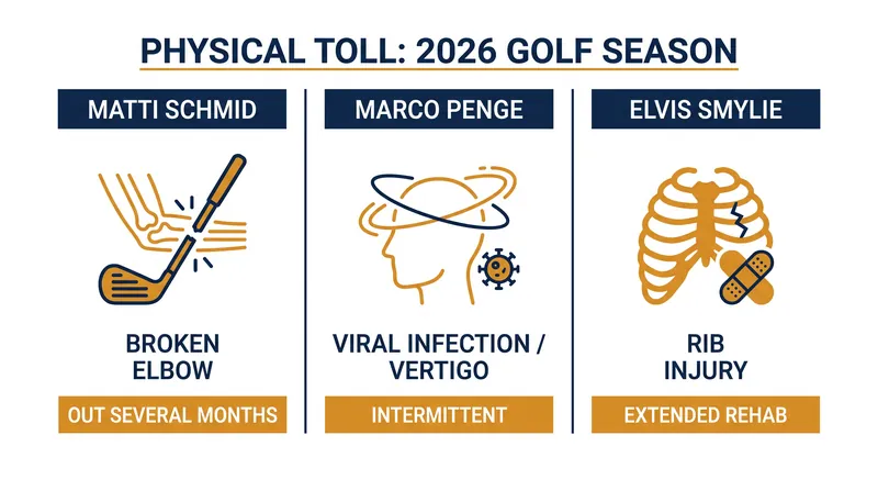 Key injuries impacting the global golf landscape in late 2026.