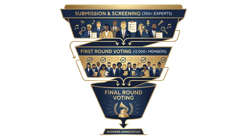 The multi-step process filters tens of thousands of submissions down to the final winners.