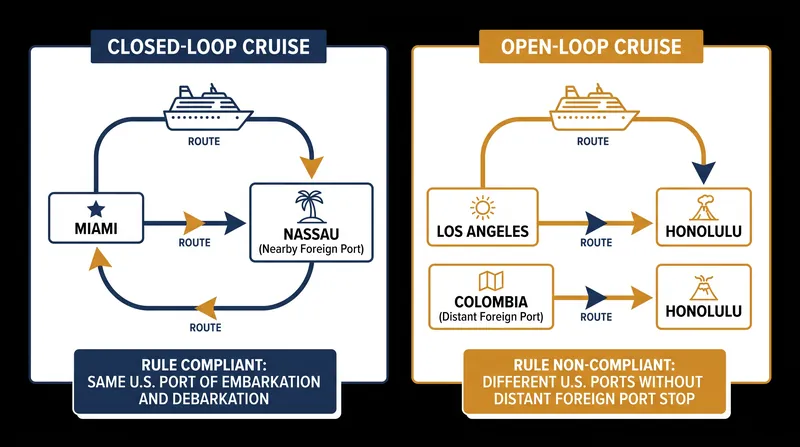How the PVSA dictates cruise ship itineraries based on departure and arrival ports.