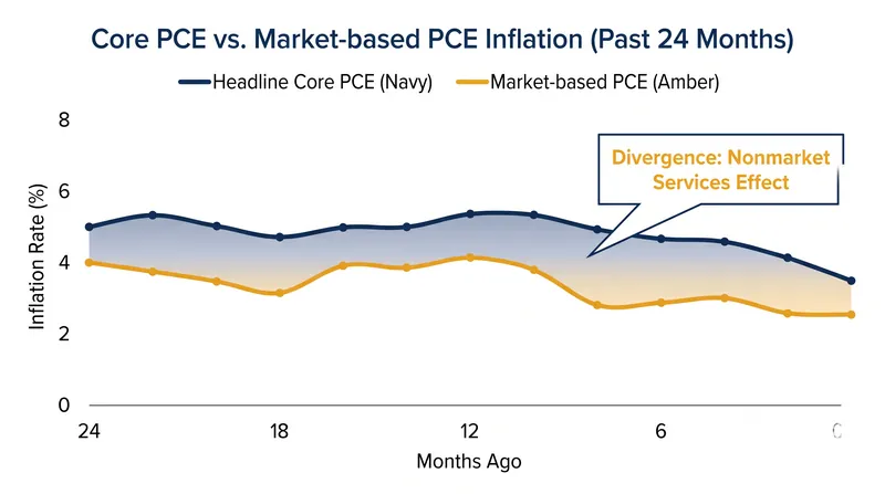 Nonmarket services account for roughly half of the recent increase in core PCE.