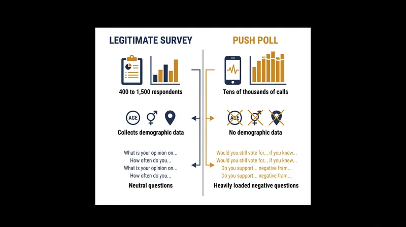 The structural differences between genuine opinion research and deceptive push polling.