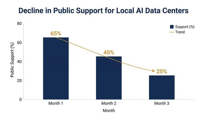 Public polling indicates a sharp rise in local opposition to AI infrastructure projects.