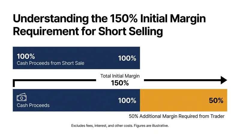 Regulation T requires short sellers to post 150% of the trade's value as initial margin.