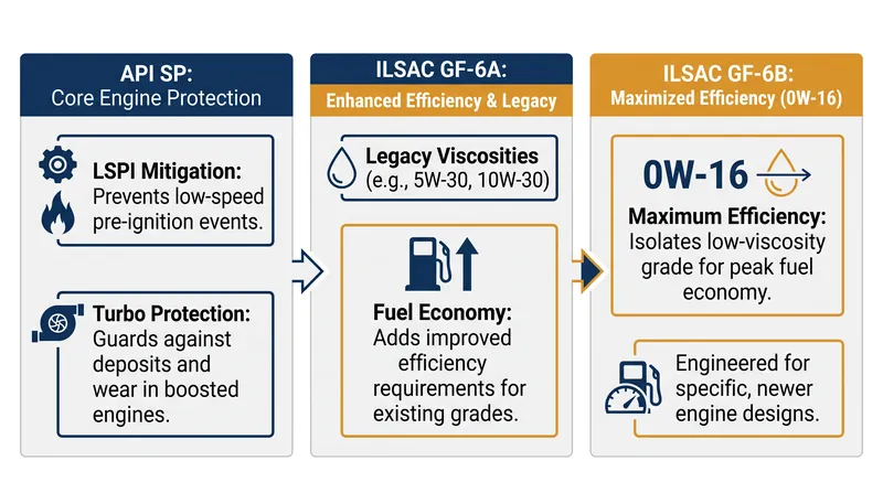 API SP and ILSAC GF-6 were developed in tandem to protect downsized, turbocharged engines while maximizing fuel economy.