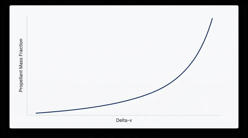 Because rockets must carry the fuel needed to accelerate their remaining fuel, mass requirements grow exponentially with every additional kilometer per second of delta-v.