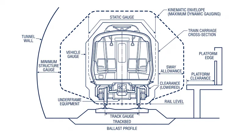 International standards define the kinematic envelope to ensure trains safely clear tunnels and platforms.