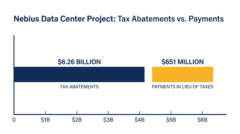 The financial structure of the Nebius data center incentives.