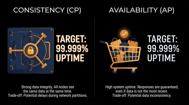 Different industries prioritize different sides of the CAP triangle based on their tolerance for stale data versus downtime.