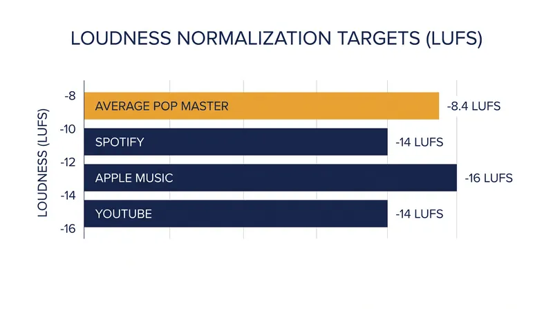 Tracks mastered louder than a platform's target LUFS are automatically turned down during playback.
