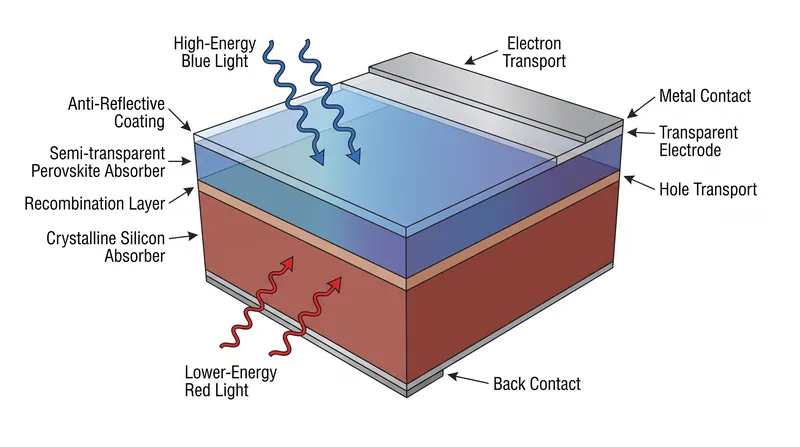 Tandem architectures bypass the single-junction limit by stacking materials with different bandgaps, allowing each layer to harvest a specific segment of the solar spectrum.