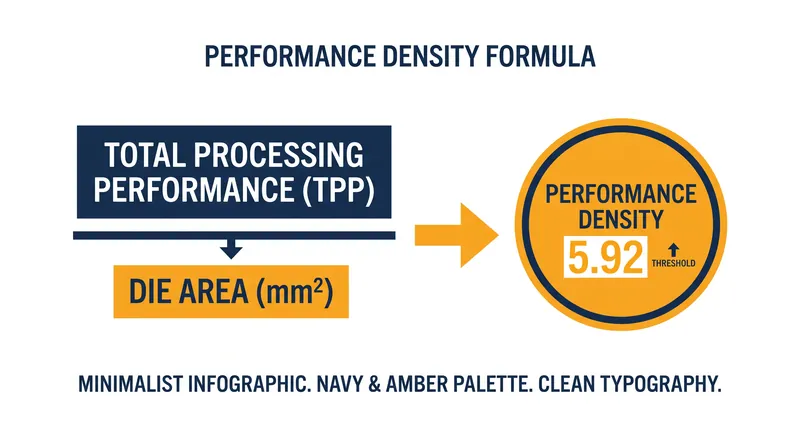 Performance Density prevents manufacturers from bypassing limits by increasing the physical size of the silicon die.