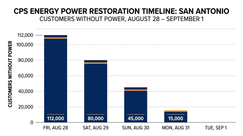 CPS Energy restored power to 112,000 customers over a four-day period, replacing 50 utility poles and 137 transformers.
