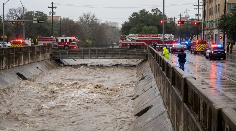 Flash flooding in urban corridors like San Pedro Creek overwhelmed drainage systems and resulted in multiple fatalities.