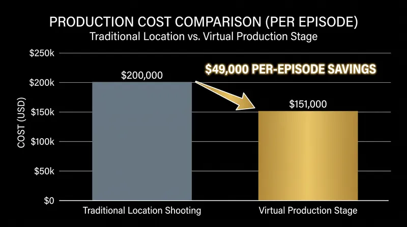 Virtual production significantly reduces the logistical costs associated with traditional location shooting.