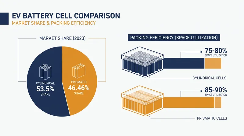 Prismatic cells achieve higher volumetric efficiency, while cylindrical cells dominate overall market share.