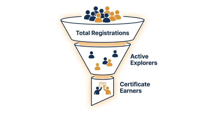 The 'funnel of participation' illustrates the steep drop-off characteristic of open networks with zero friction at entry.